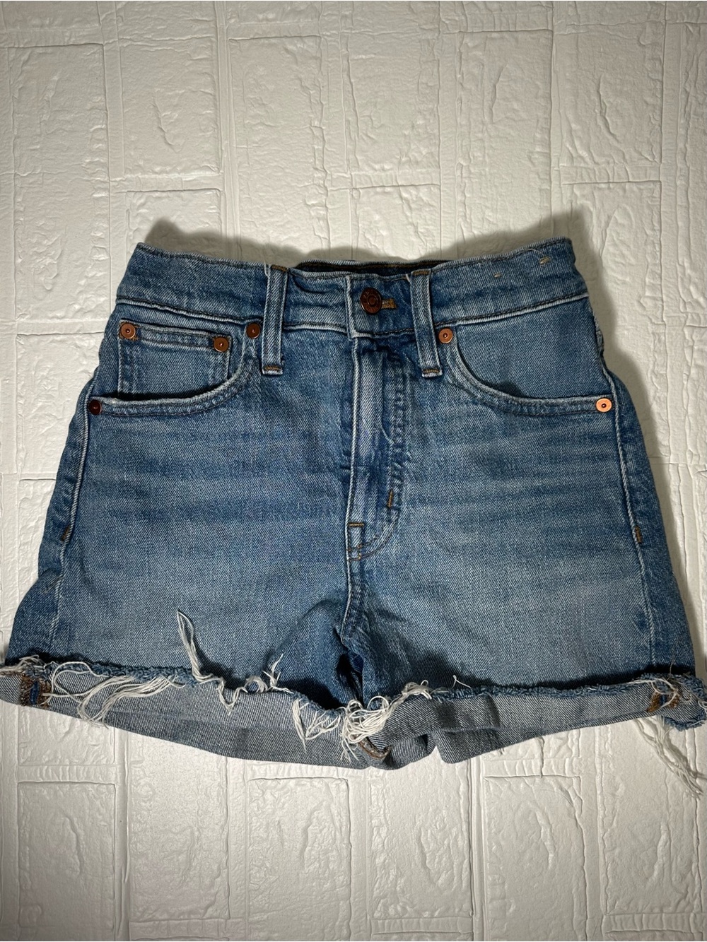 Madewell Denim High-Rise Distressed Women's Shorts - Blue